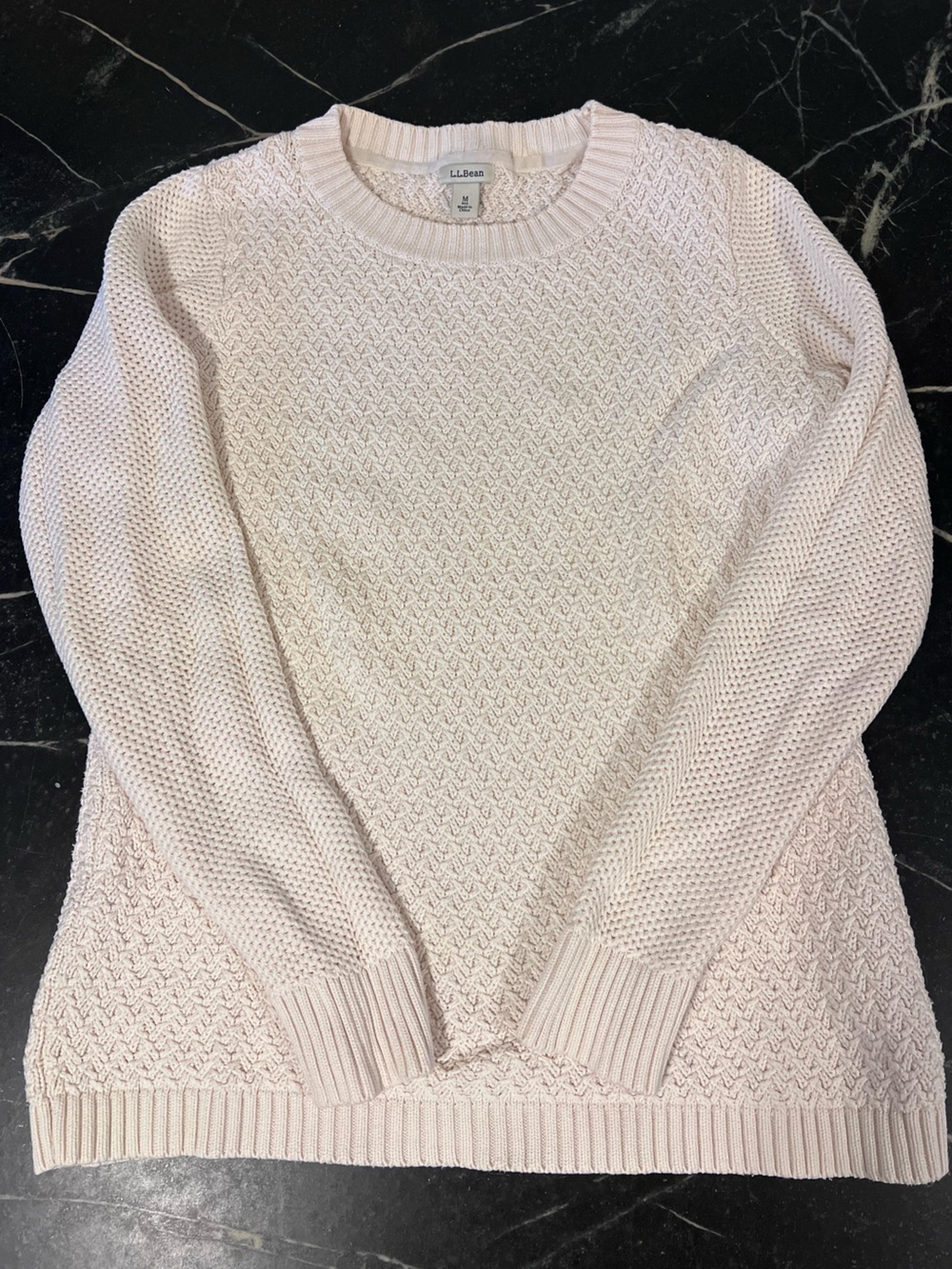 L.L. Bean Women's Cream Cotton Crewneck Knit Sweater